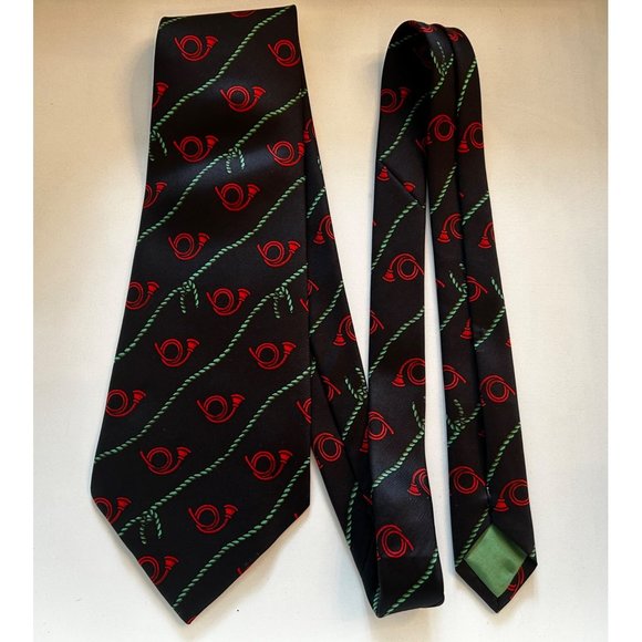 Men’s 58” SØR Hand Sewn Silk Tie French Horn Pattern Luxury Necktie Made in Germ - Picture 1 of 5